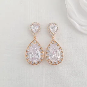 Rose Gold Bridal Earrings-Evelyn