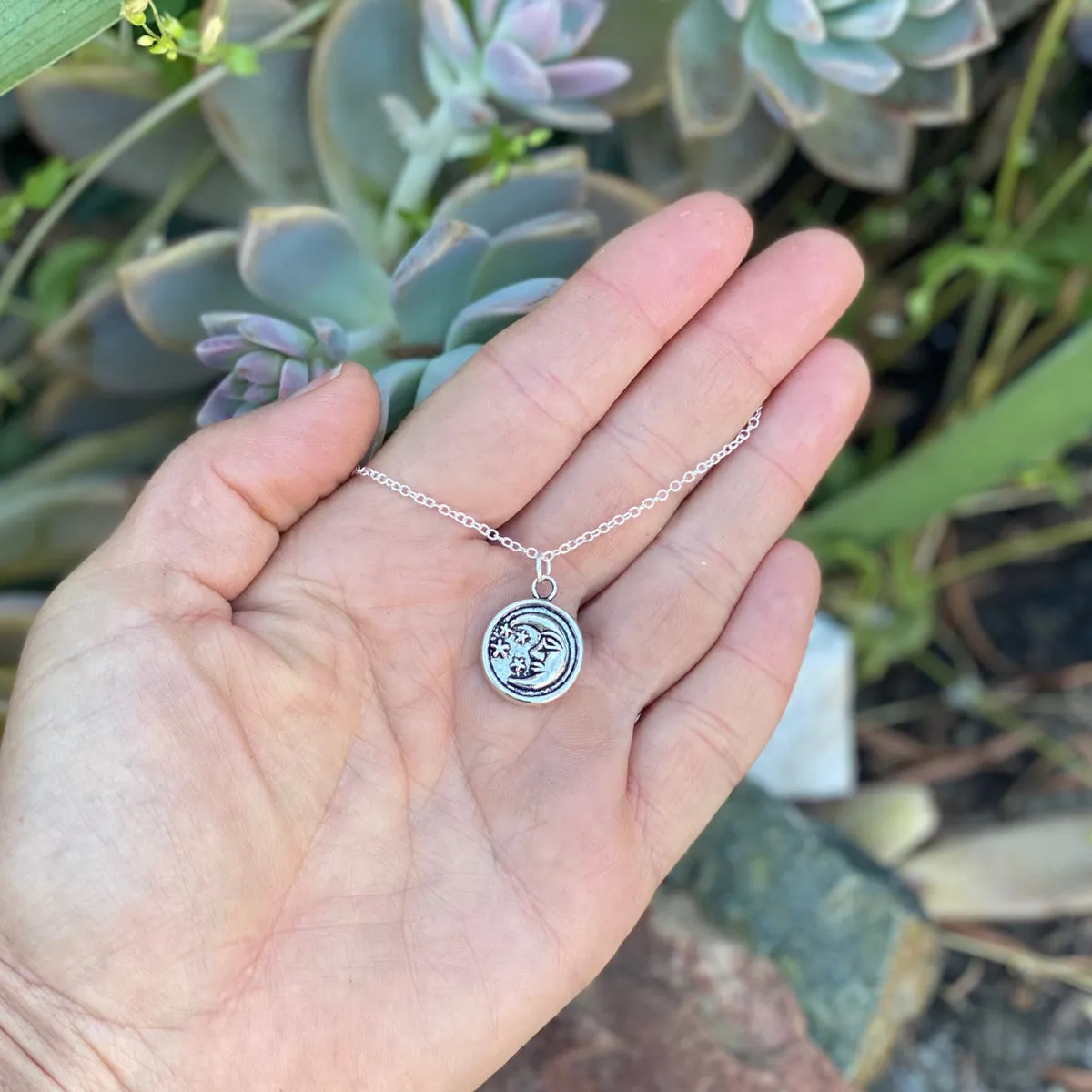 Round Moon Charm Necklace - Lunar Energy for Healing