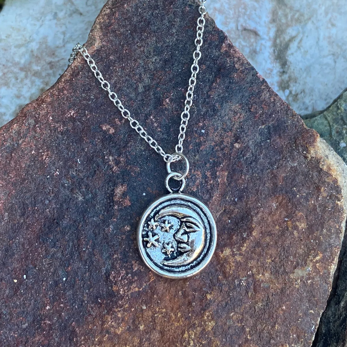 Round Moon Charm Necklace - Lunar Energy for Healing