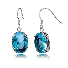 Royal Design Aquamarine Turkish Earrings - 925 Sterling Silver