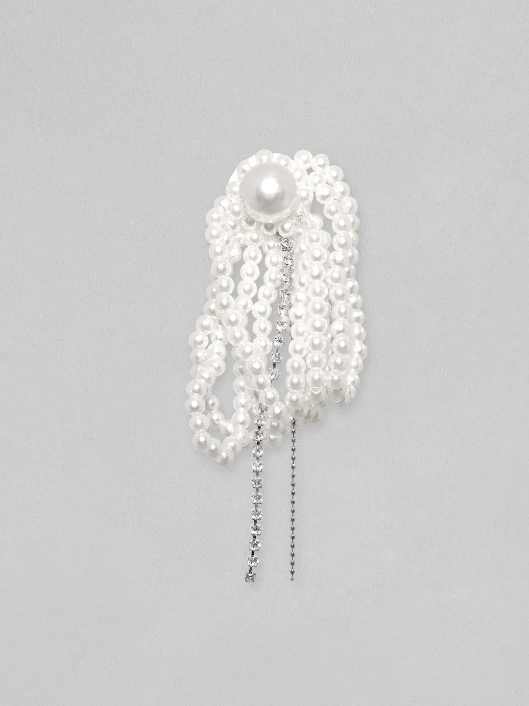 Rubans Voguish Layered String Of Pearl Tassel Earrings