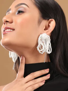 Rubans Voguish Layered String Of Pearl Tassel Earrings