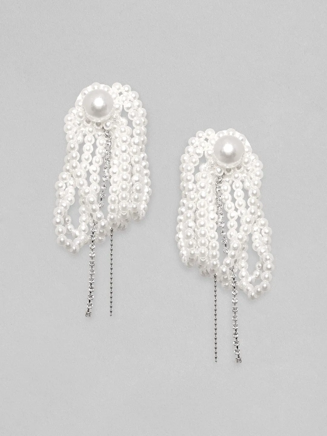 Rubans Voguish Layered String Of Pearl Tassel Earrings