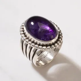 Russell Sam Amethyst Cabochon Navajo USA Native American Made 925 Sterling Silver Ring