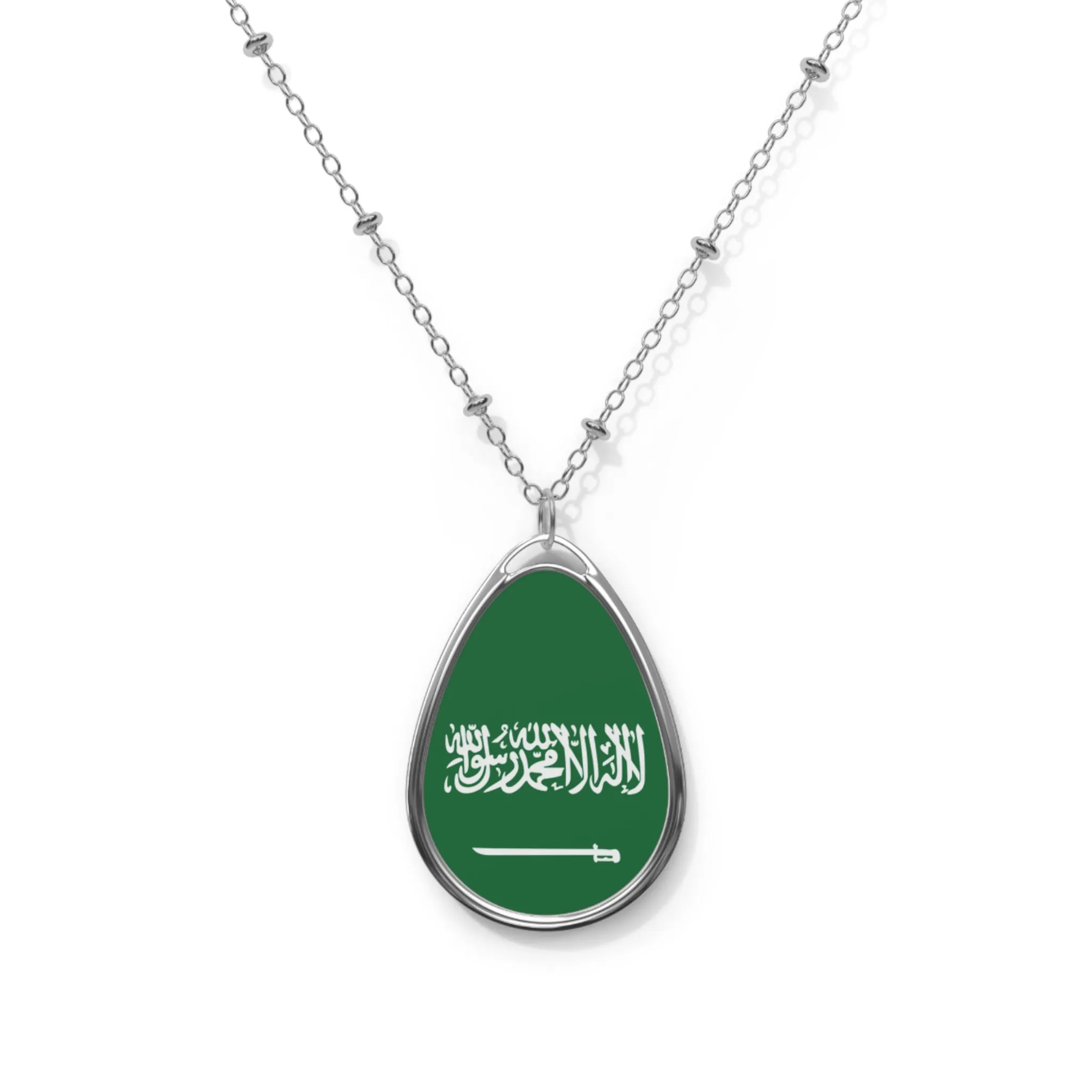 Saoudi Arabia Flag Necklace With Arabic Necklace Design