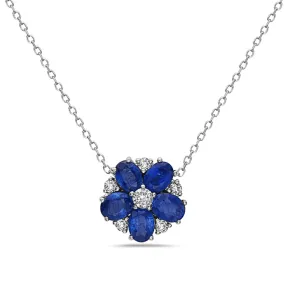 Sapphire and Diamond Flower Necklace