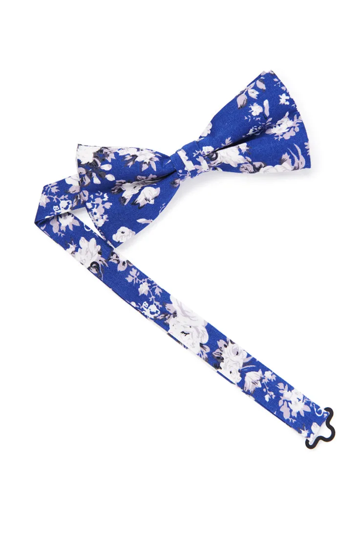 Shabby Chic Floral Bow Tie - Royal Blue