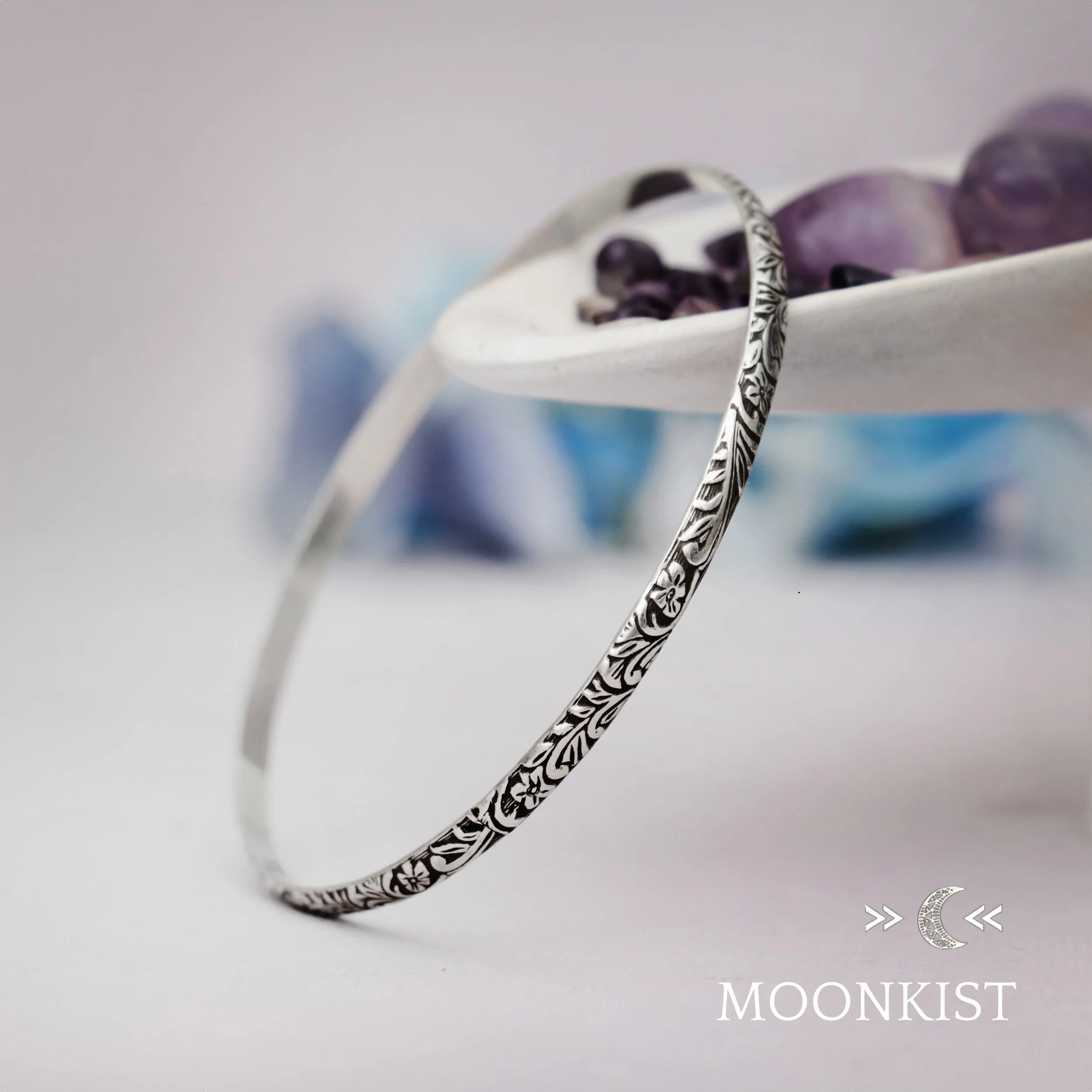 Silver Woodland Stacking Bangle Bracelet | Moonkist Designs