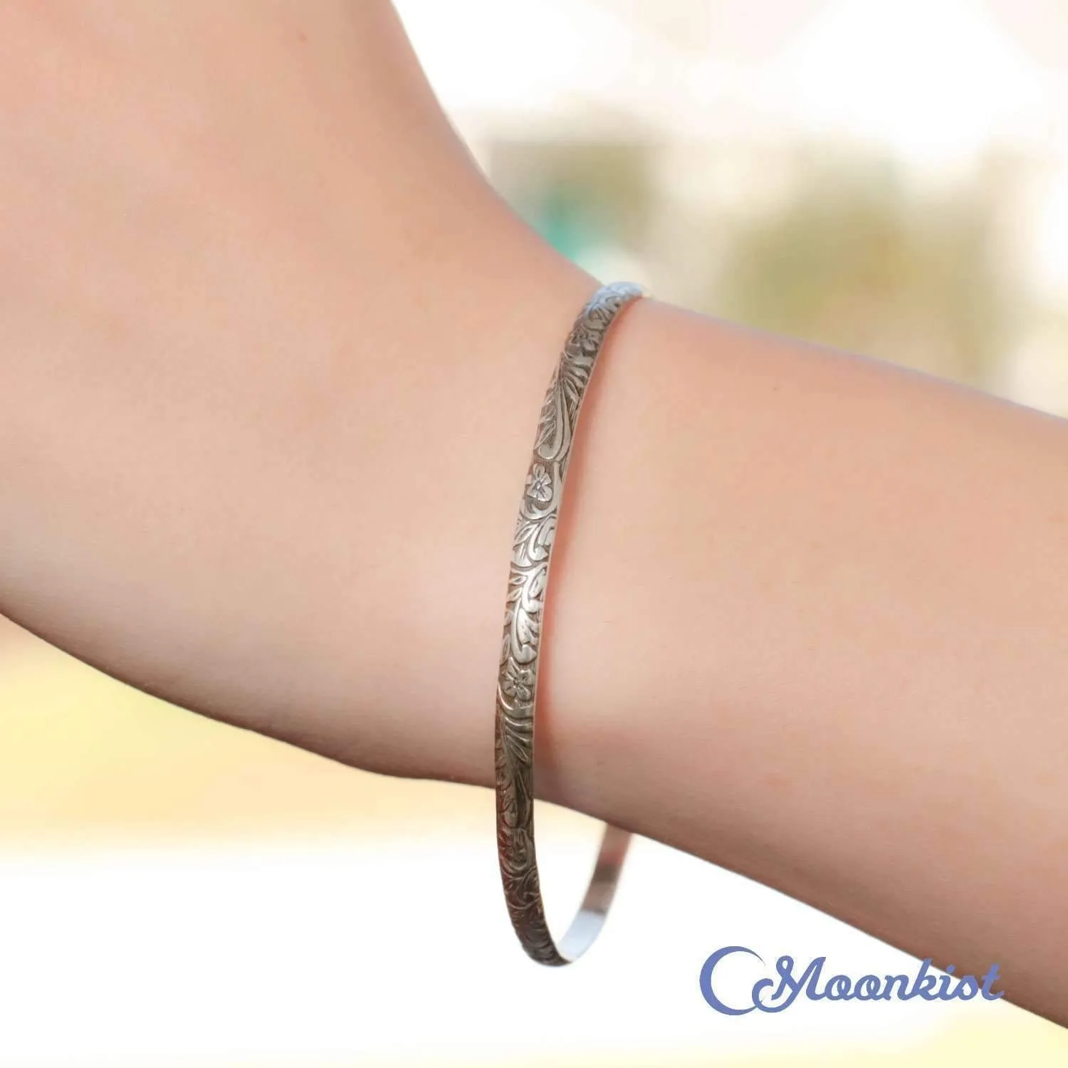 Silver Woodland Stacking Bangle Bracelet | Moonkist Designs