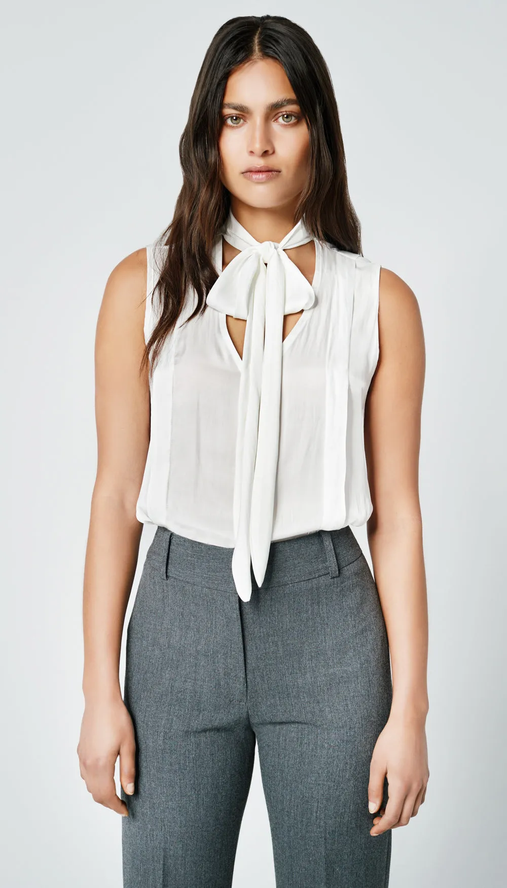 Sleeveless Tie Neck Shell