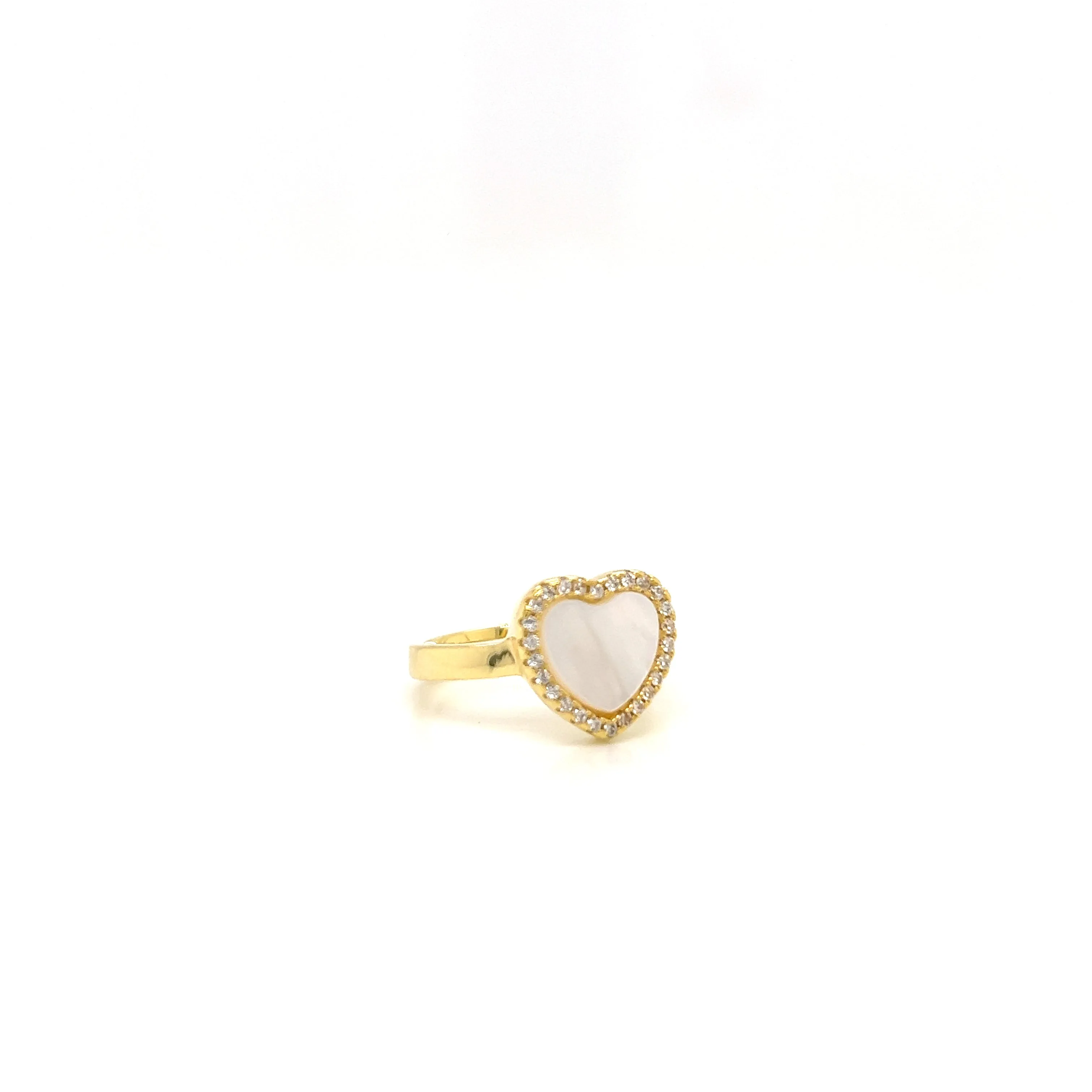 Small Heart Mother Of Pearl and CZ Ring