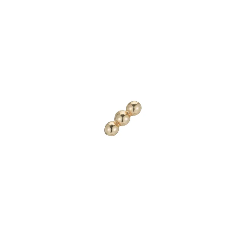 Solid Gold Triple Ball Stud Single Earring, 14k