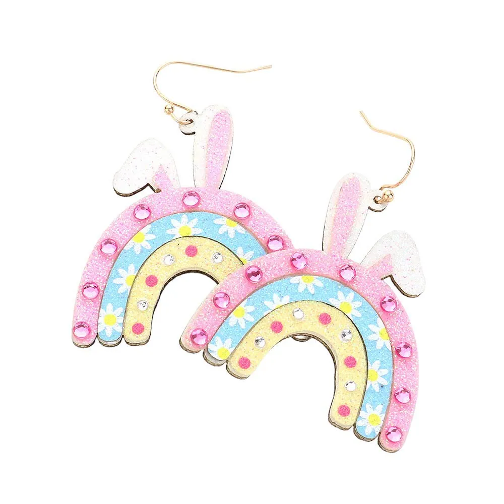 Sparkly Easter Bunny Arch Dangle Earrings