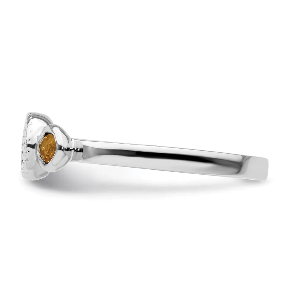 Stackable Expressions Double Round Citrine & Diamond Ring in Sterling Silver