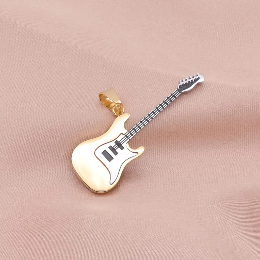 Stainless Steel Guitar Pendant - Gold