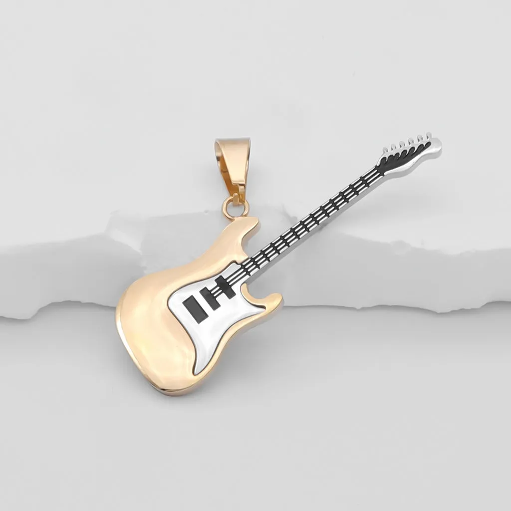 Stainless Steel Guitar Pendant - Gold