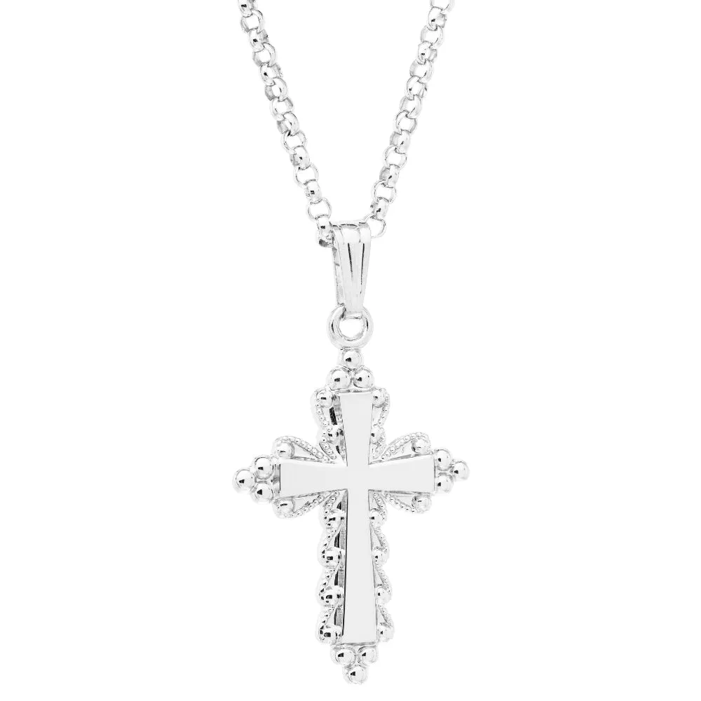 Sterling Silver Accented Cross Necklace 18