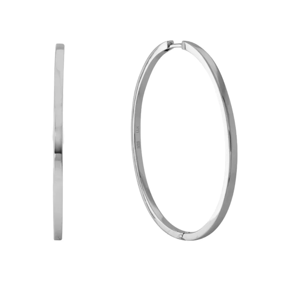 Sterling Silver Square Edge Hinged Hoop Earrings