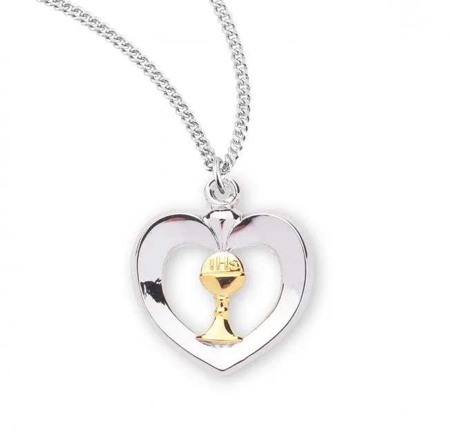 Sterling Silver Two-Toned Heart w/ Chalice