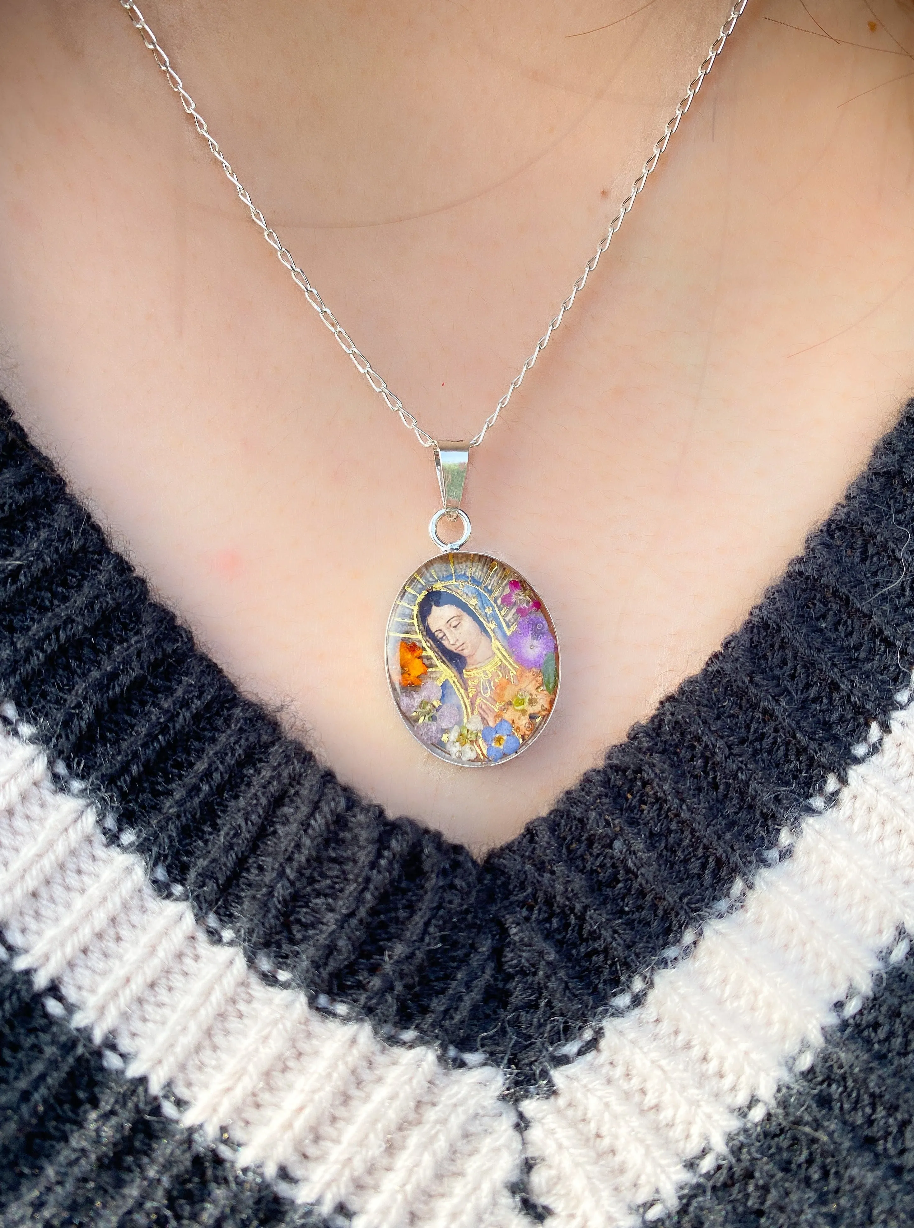 Sterling Silver Virgencita de Guadalupe Necklace