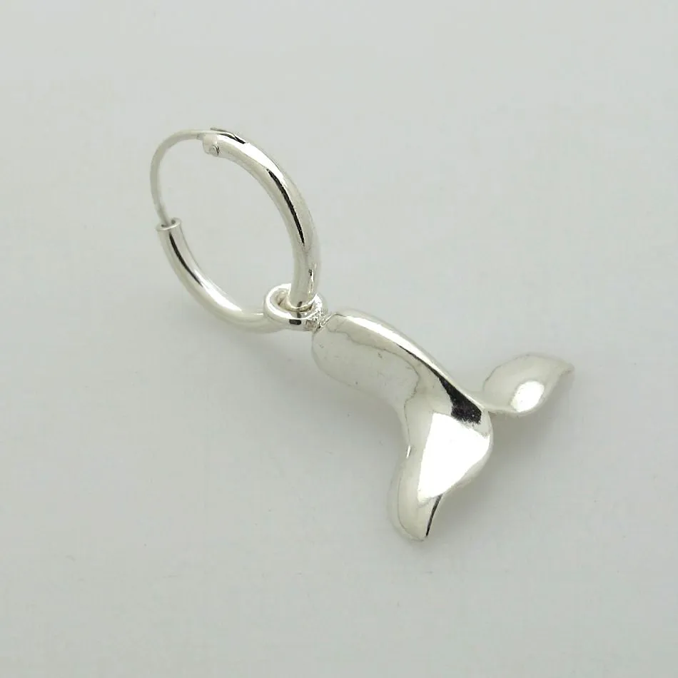 Sterling Silver Whale Tail Earring for Men