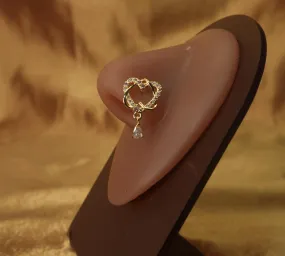 Swirling Heart-Shaped Nose Stud