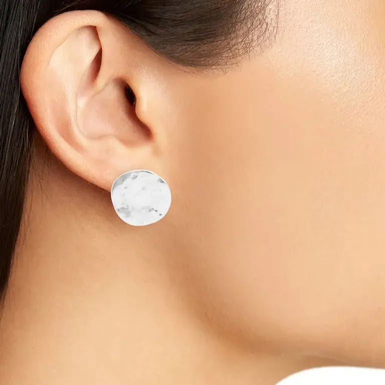 Textured coin clip-on earrings