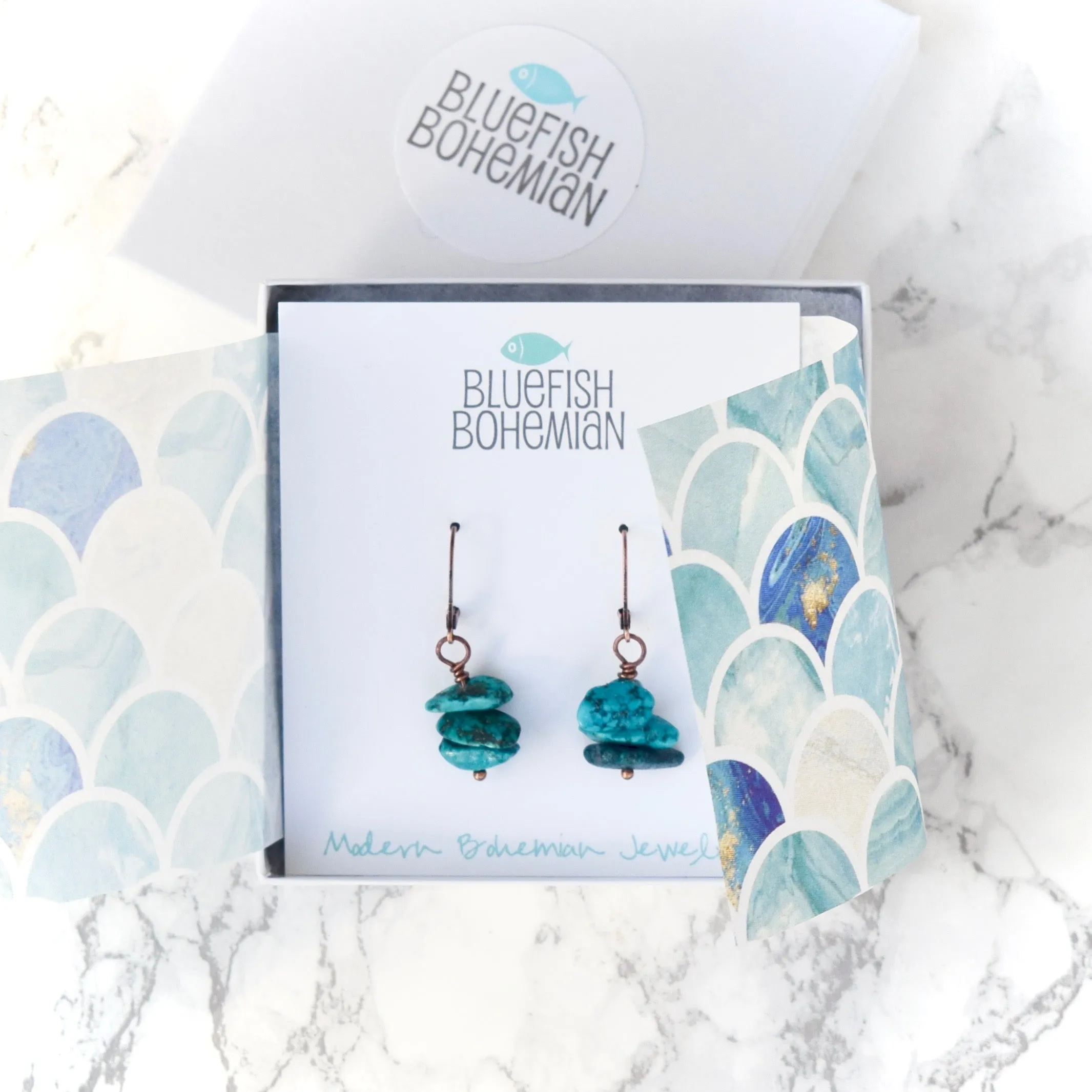 Turquoise & Copper Boho Earrings