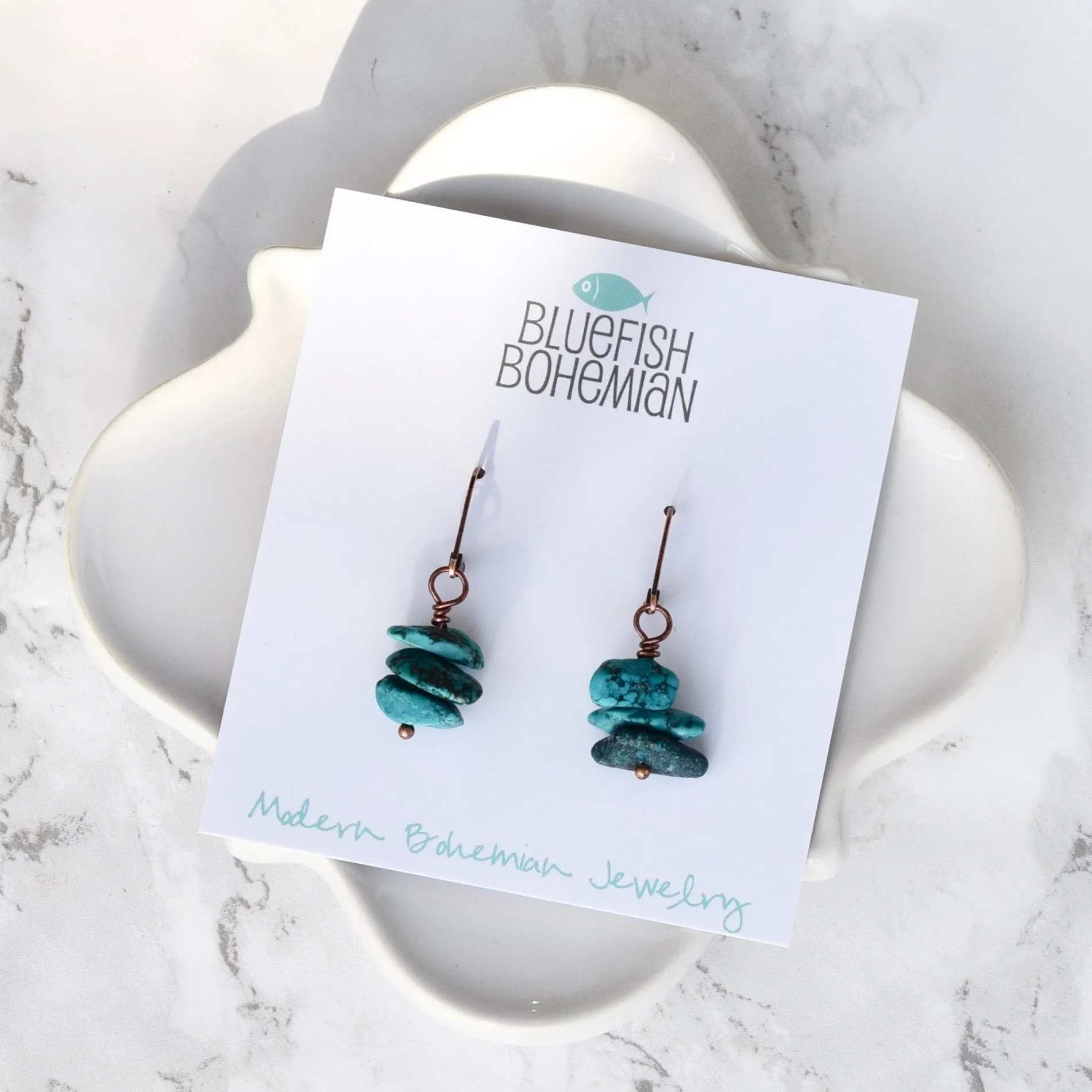 Turquoise & Copper Boho Earrings