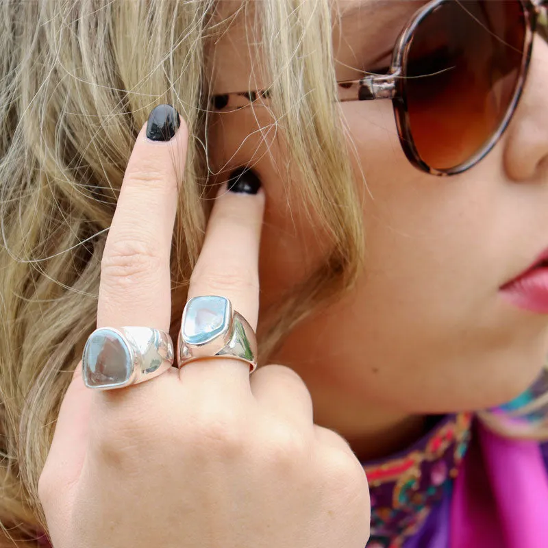 Vaarin Blue Topaz Cabochon Ring