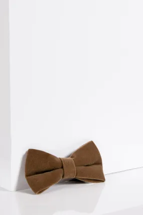 VELVET - Light Tan Velvet Bow Tie