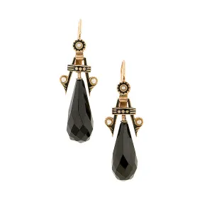 Victorian Onyx & Pearl Drop Earrings