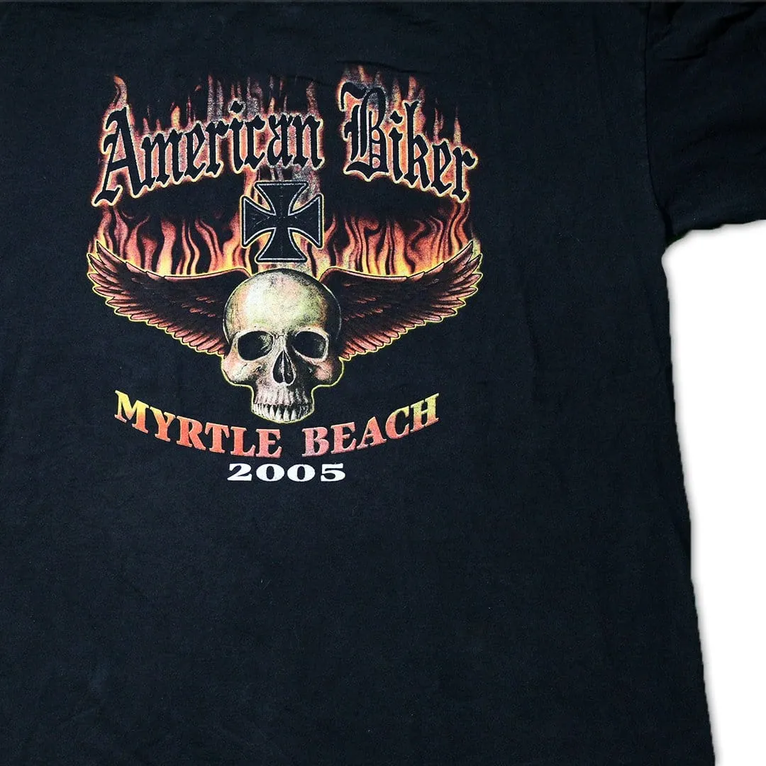 Vintage '05 American Biker Flaming Skull Tee (XXL)