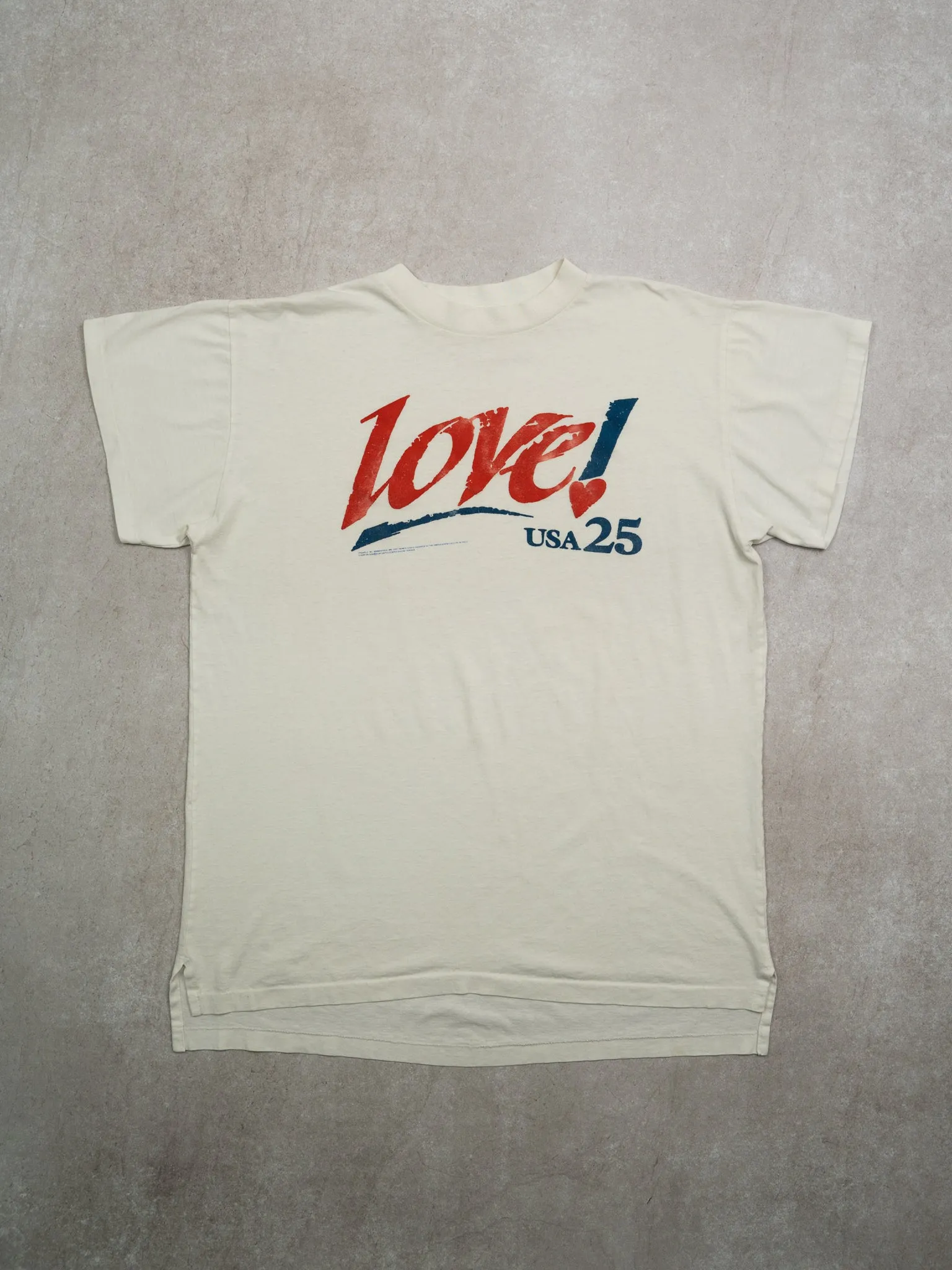 Vintage '89 White Love! USA 25 Stamp Tee (L)