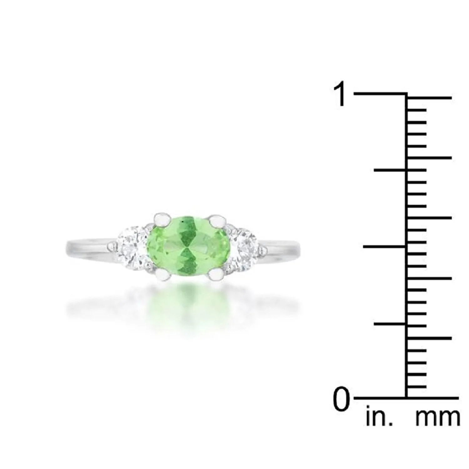 WildKlass 1.2ct Peridot CZ Rhodium Plated Classic Oval Ring