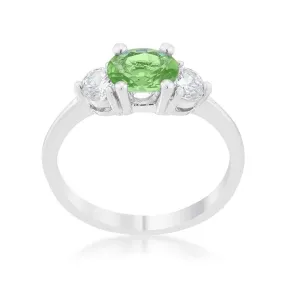 WildKlass 1.2ct Peridot CZ Rhodium Plated Classic Oval Ring