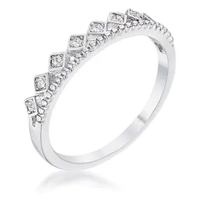 WildKlass .14Ct Rhodium Plated CZ Mini Crown Stackable Band